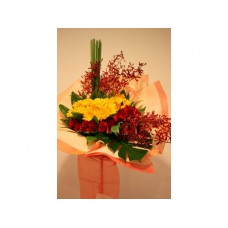 Congratulation Floral Stand of Gerberas , Roses and Orchids